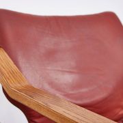 Vintage, Leather and Plywood Andy Armchairs by Janos Bodnar, Hungary, 1977, Set of 2