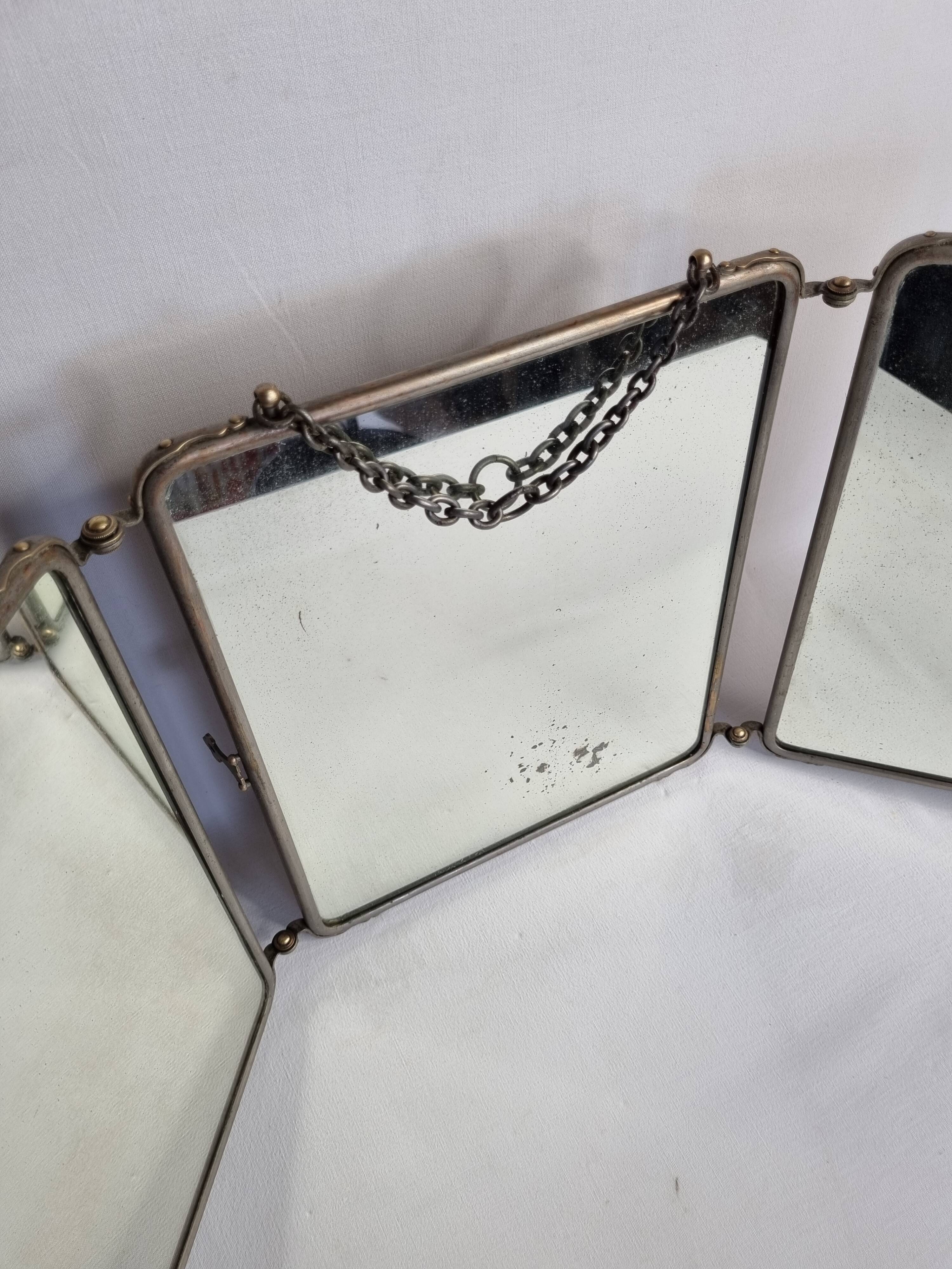 Miroir de barbier triptyque à poser ou à suspendre 1900