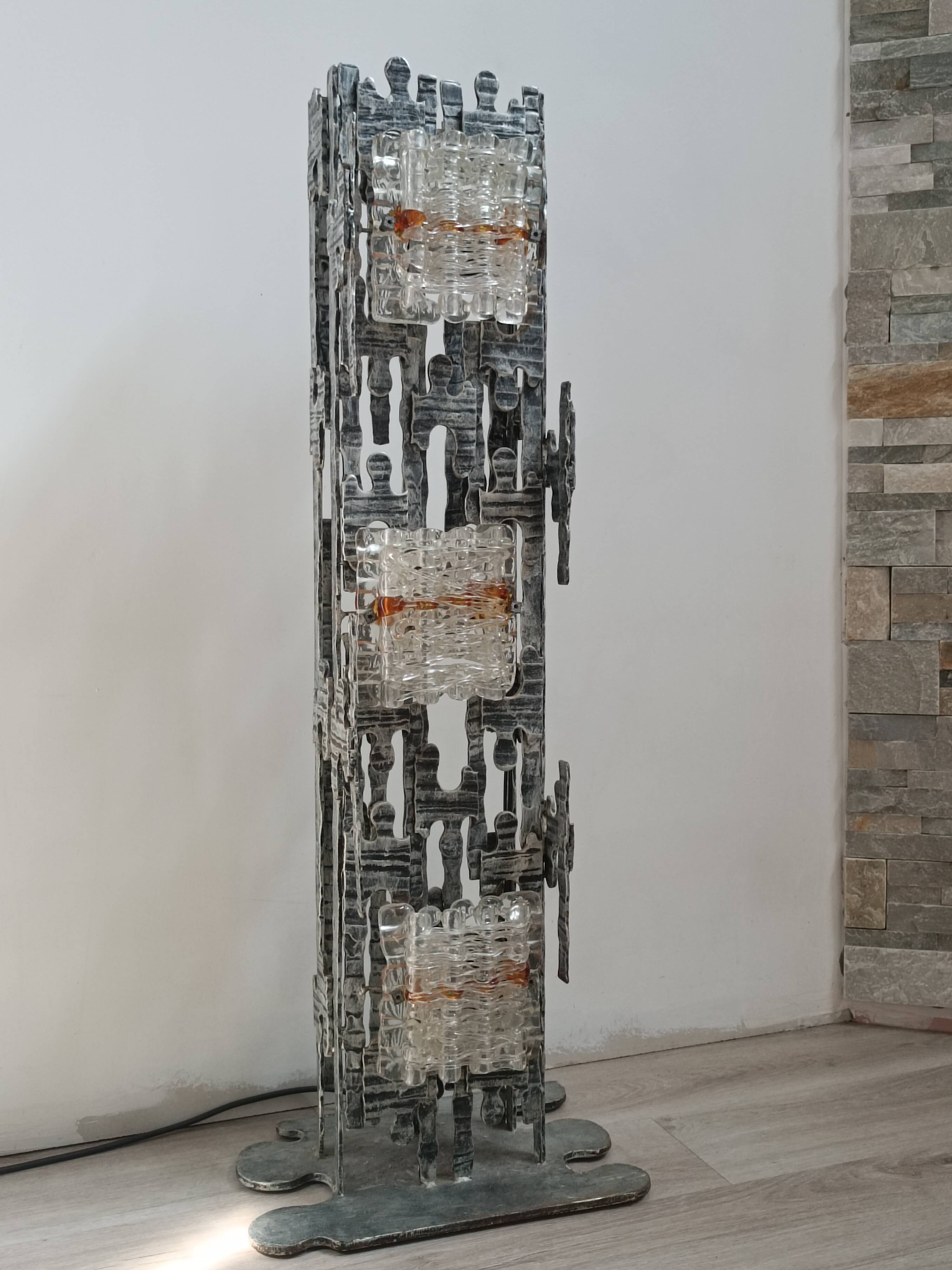 Brutalist sculptural floor lamp by Albano Poli for Poliarte 1970s