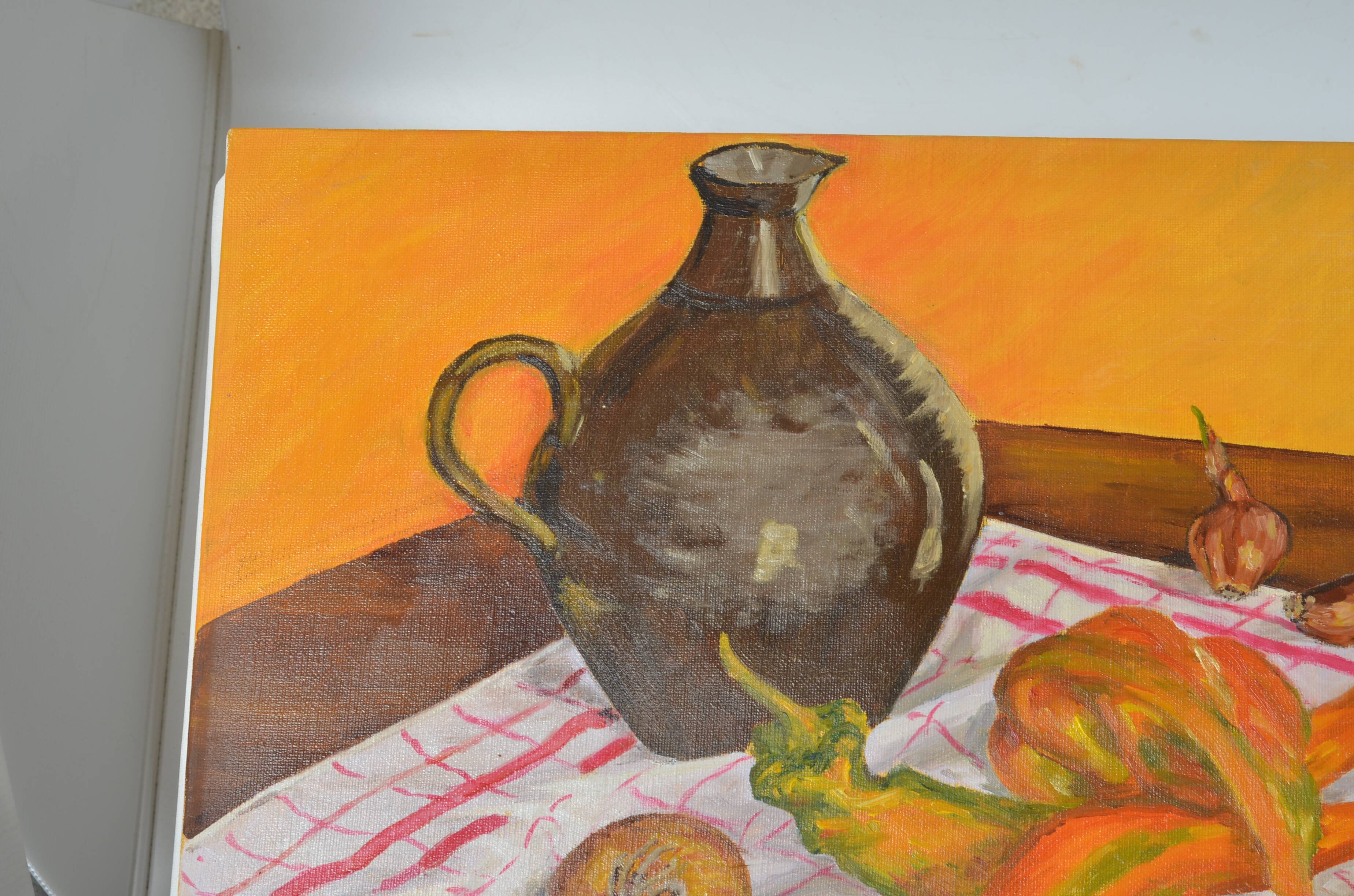 Oil on canvas Still life with peppers