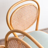 Ensemble de 4 chaises Thonet 215P en hêtre avec cannage d’origine et velour