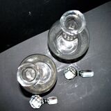 Set of 2 antique cut crystal wine decanters from Cristallerie Lorraine
