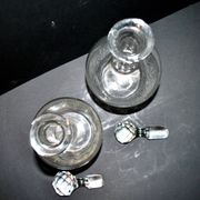 Set of 2 antique cut crystal wine decanters from Cristallerie Lorraine