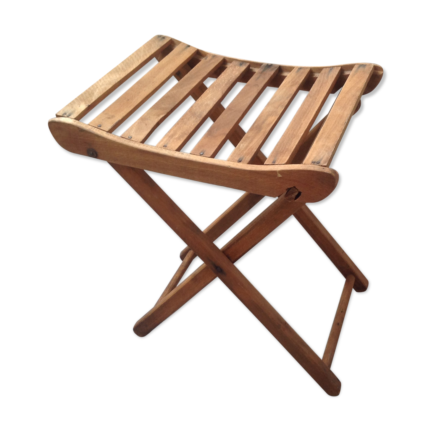 Folding wooden stool