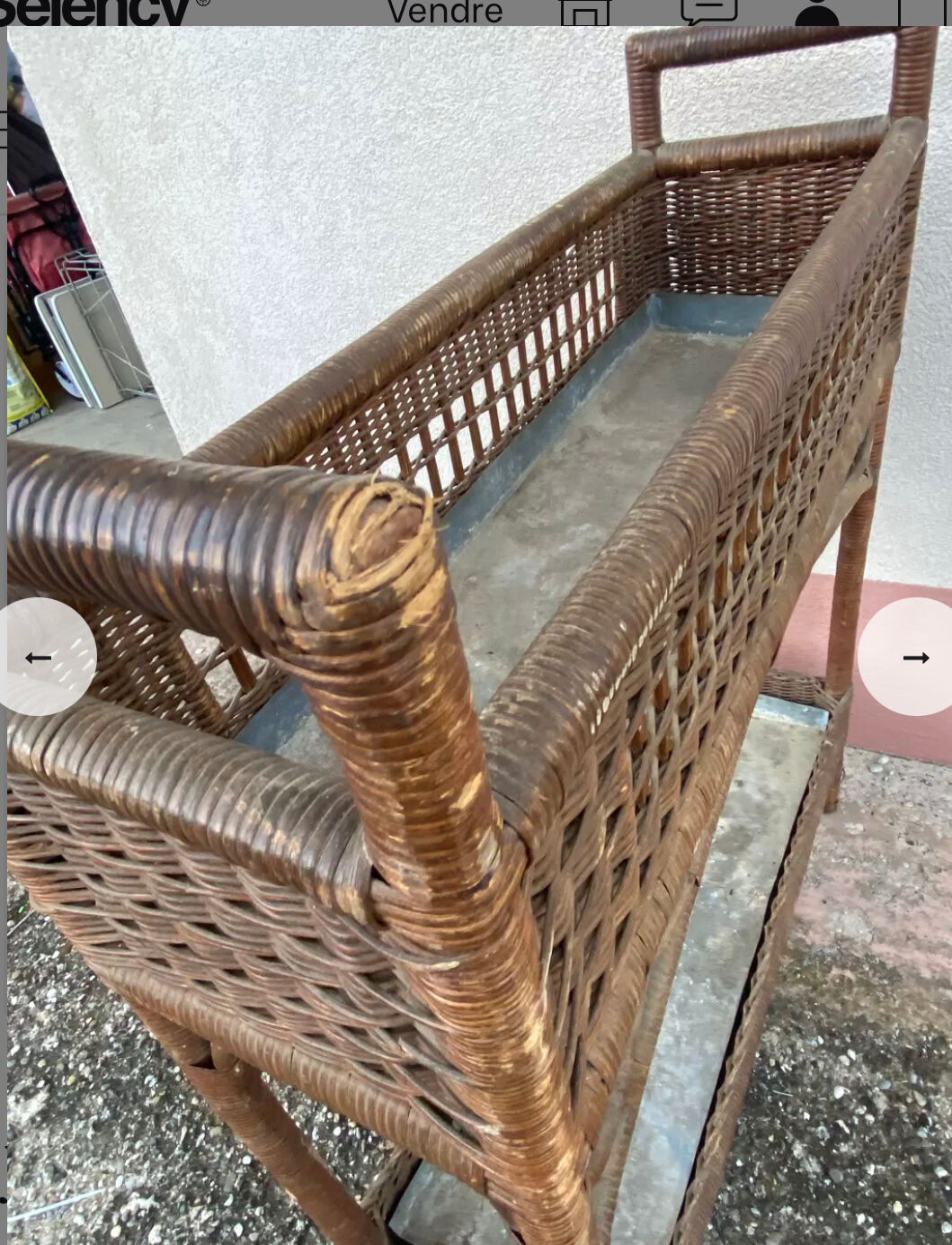 Vintage rattan planter