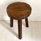 Tripod brutalist solid wood foot stool