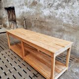 Old work table textile table pine cooking island or side table