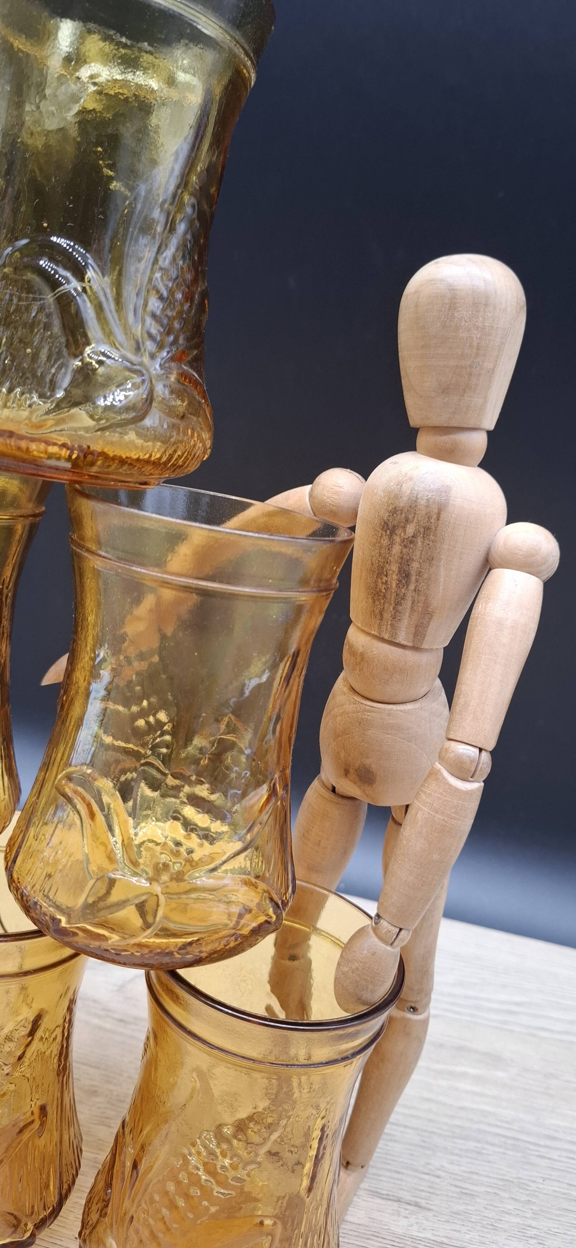 Set of 6 Italian ochre glasses