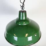Industrial British Green Enamel Factory Pendant Lamp, 1960s