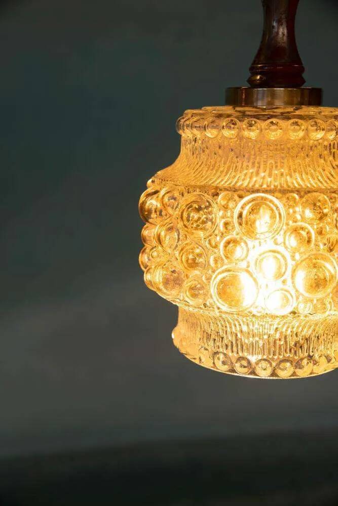 Vintage Scandinavian glass pendant, bubble glass pendant.