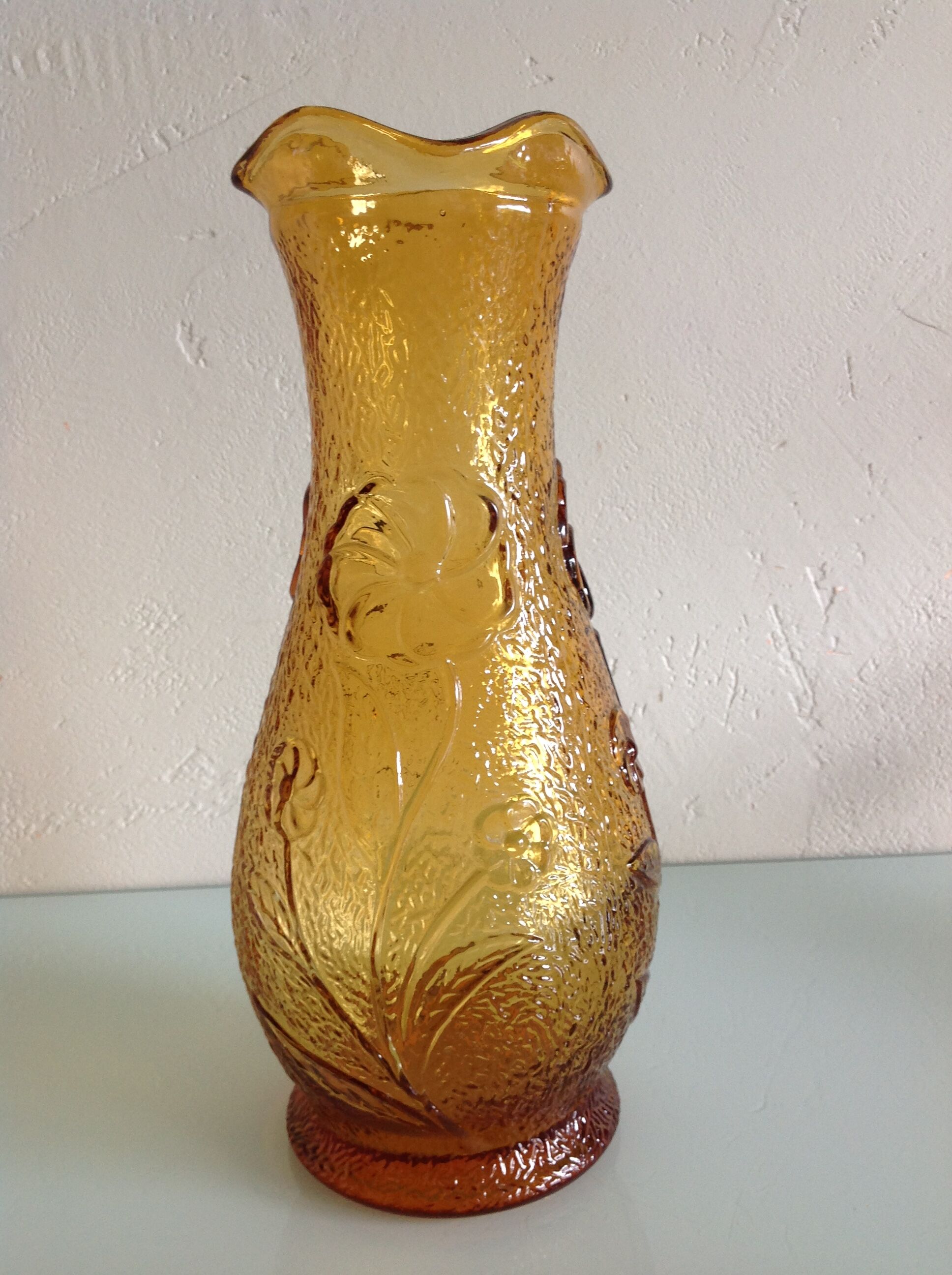 Amber glass vase / vintage 60s-70s
