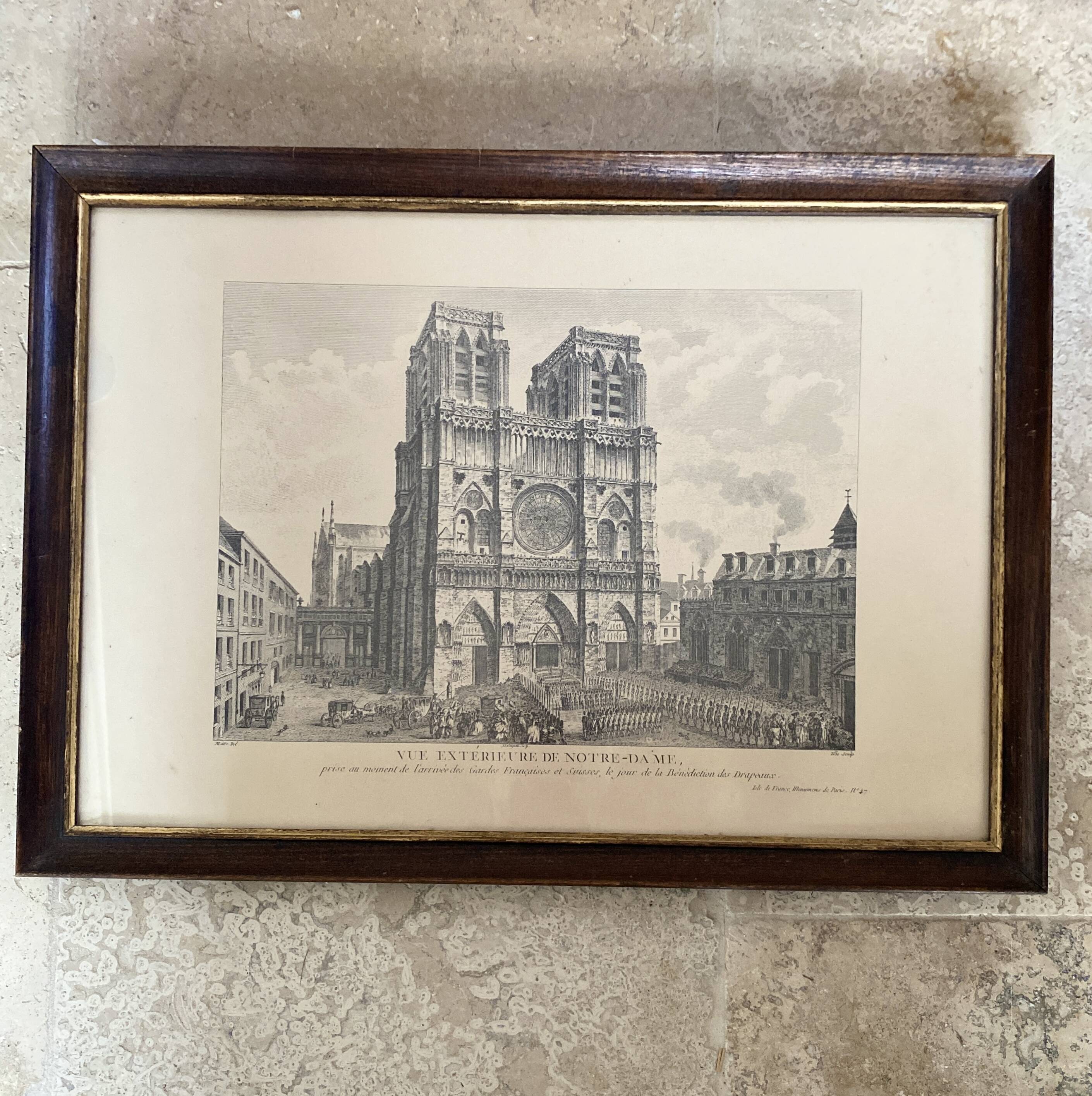 Paris 19th engraving, glass frame