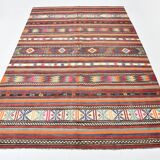 6x8 Area Kilim Rug,Turkish Wool Rug,Antique Rug,169x257 Cm