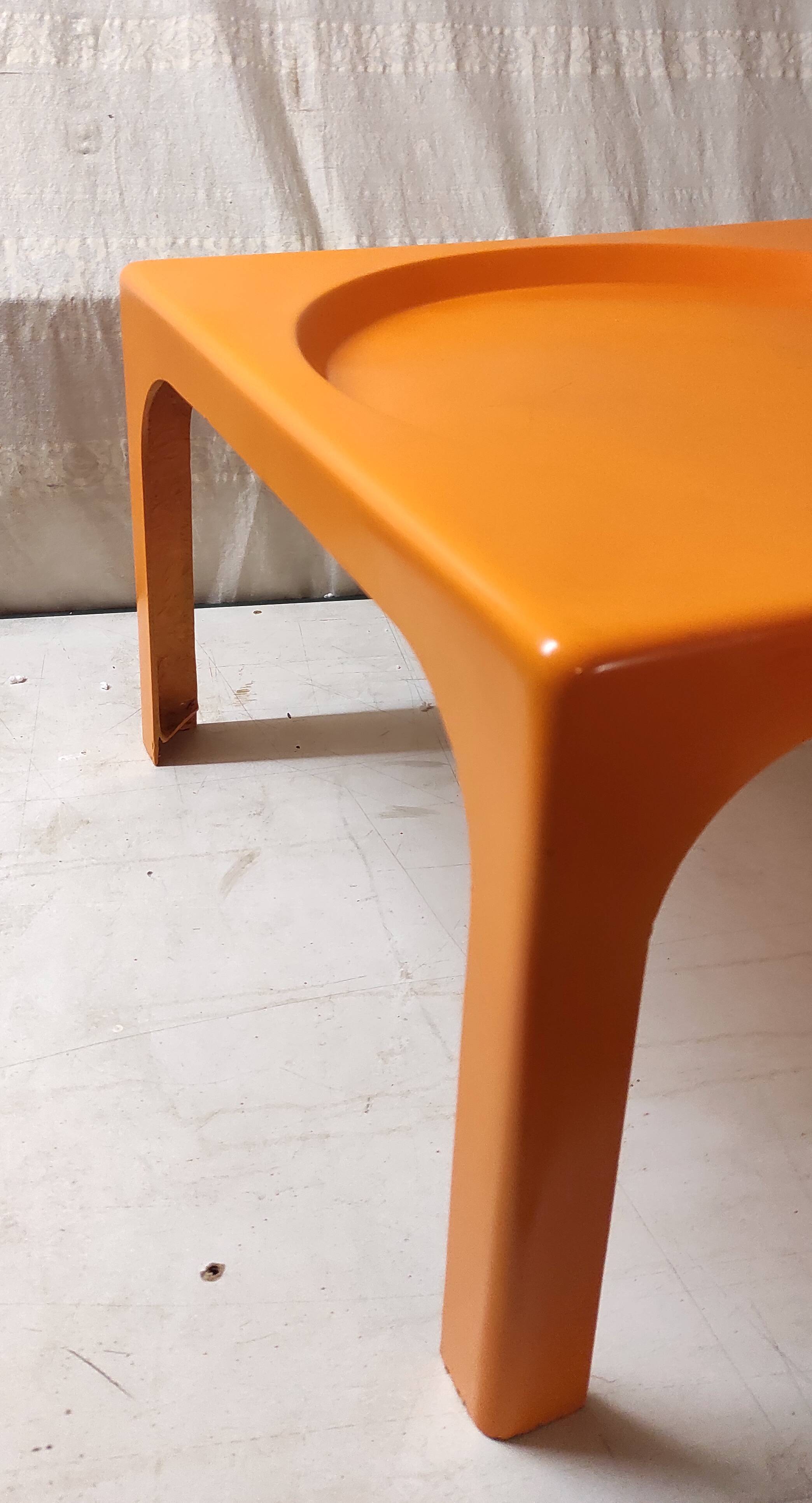 Orange fiberglass coffee table - 70s