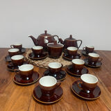 Villeroy & Boch vintage 60's complete coffee service in vitro enameled porcelain, glossy brown series