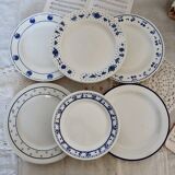 6 mismatched vintage flat plates - Laura set