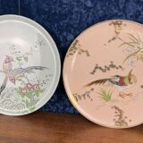 Longwy: large earthenware and enamel pie dishes in Japanese style