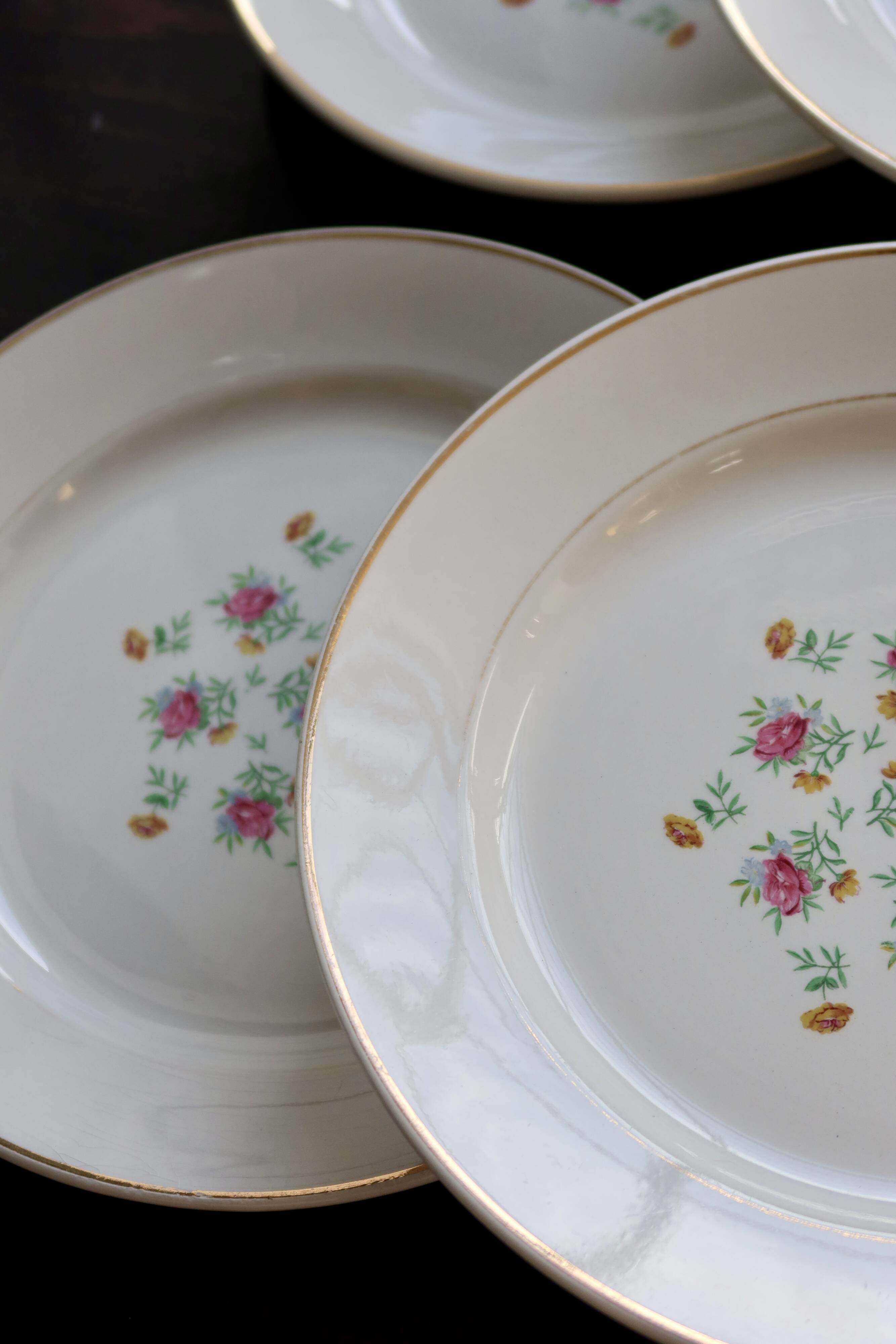 6 vintage flat plates in Lunéville earthenware – Christine model