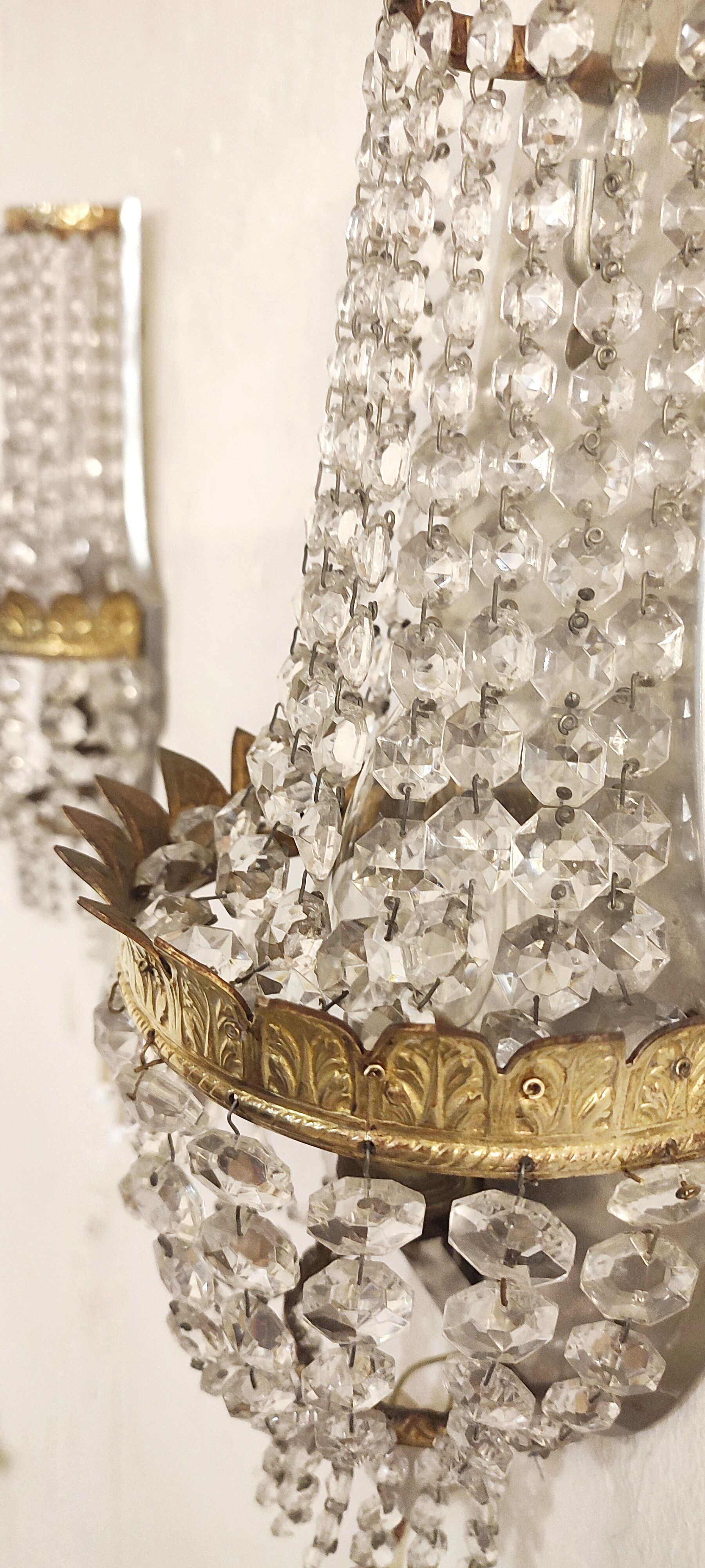 Classic crystal sconces. France 1950s.