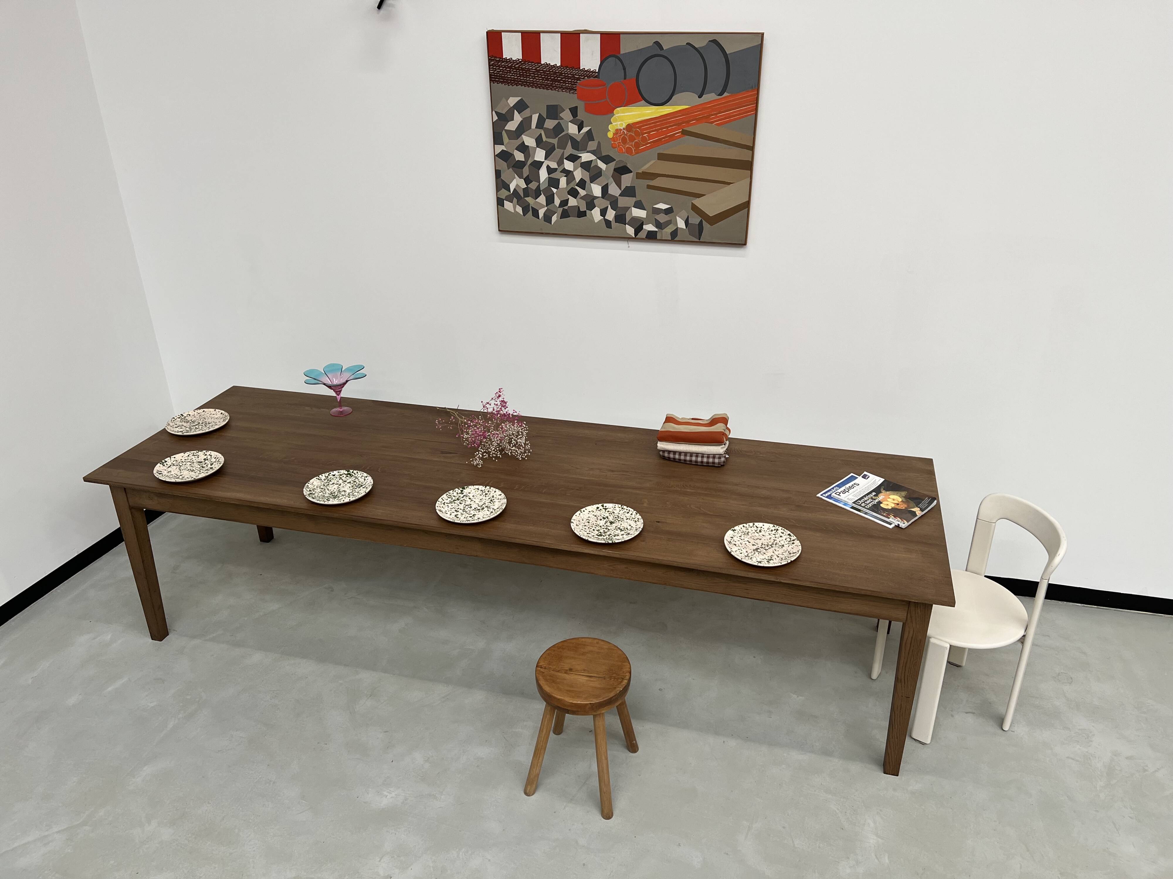 "Dark Brown" farmhouse table in solid oak, 300 x 90 cm