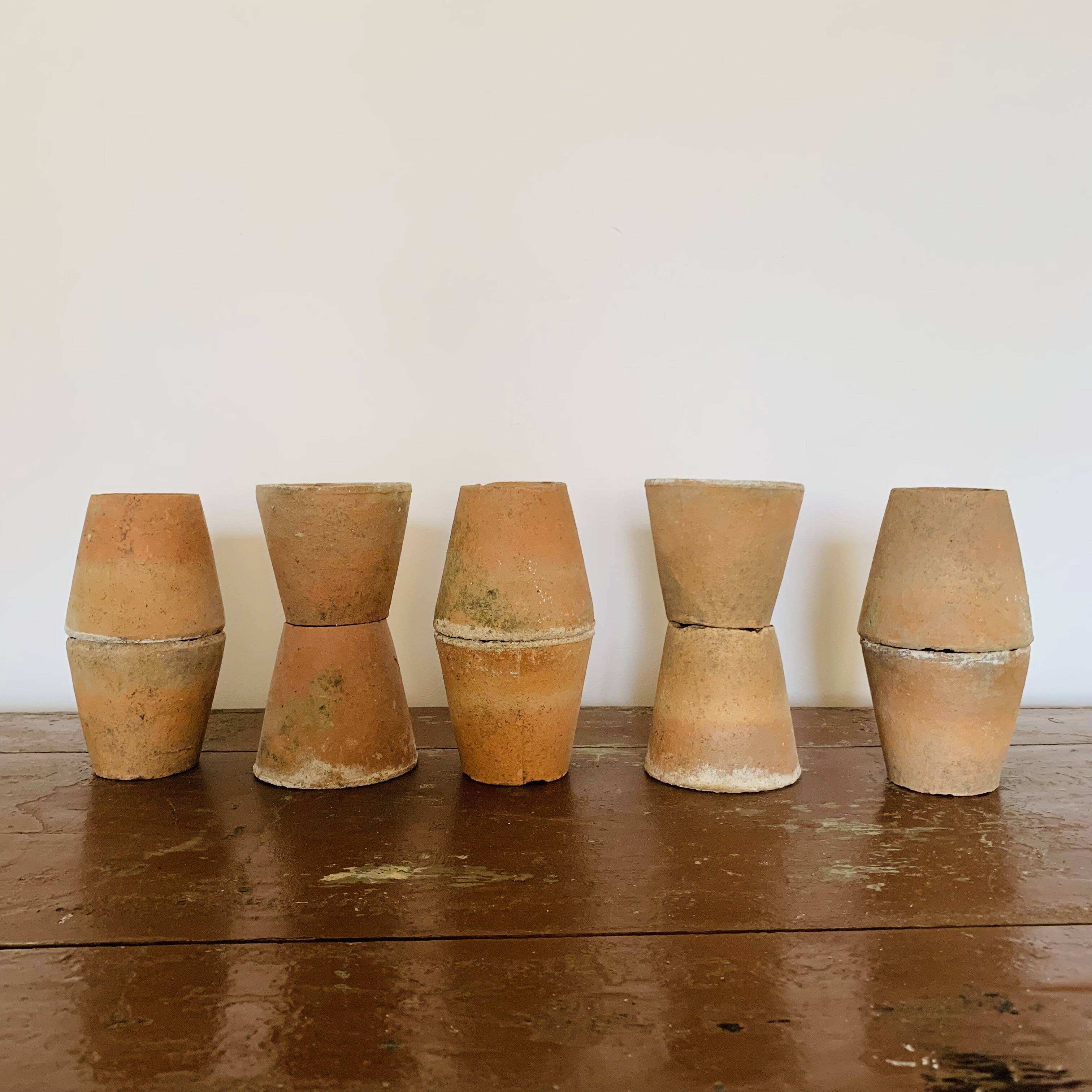 Lot of 10 terracotta pots circa 1930 graineterie