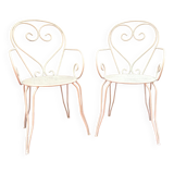 Paire de fauteuils de jardin en fer forgé