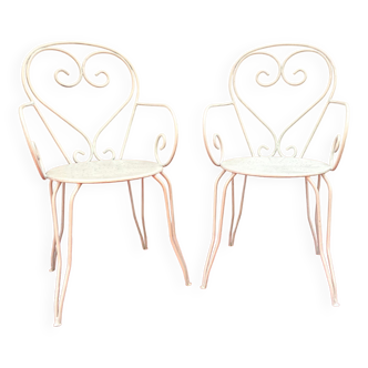 Paire de fauteuils de jardin en fer forgé
