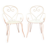 Pair of wrought iron garden chairs