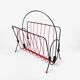 Vintage red metal and scoubidou thread magazine holder