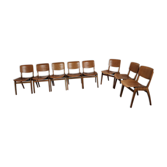 8 chaises vintage empilables années 60/70