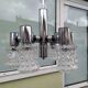 Vintage ceiling light in chrome-plated and cut glass, Targetti 1970 chandelier