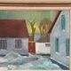 Original Swedish Oil on Canvas – "Vinter Kväll Viks" by Albert Krüger (1885–1965) – Signed – 1945 – Vintage and Framed