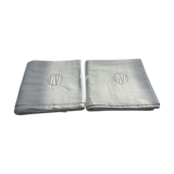 Paire de draps marqués LV