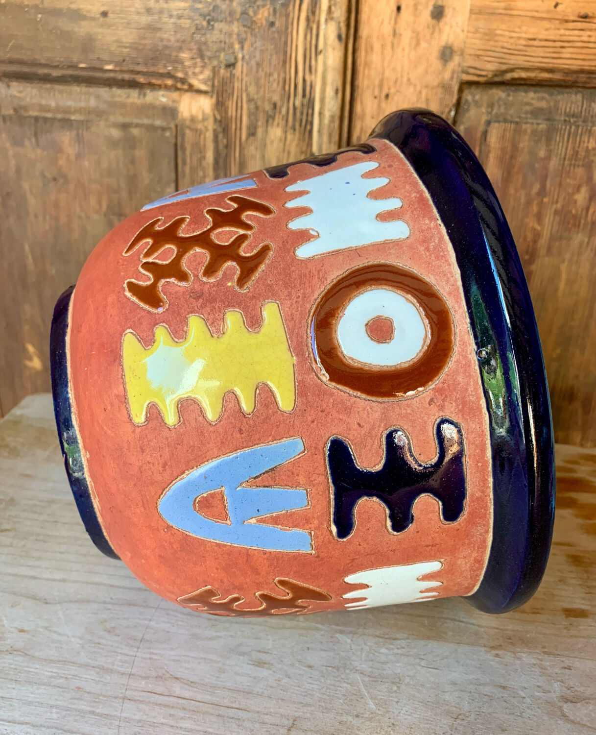 Ethnic terracotta plant pot