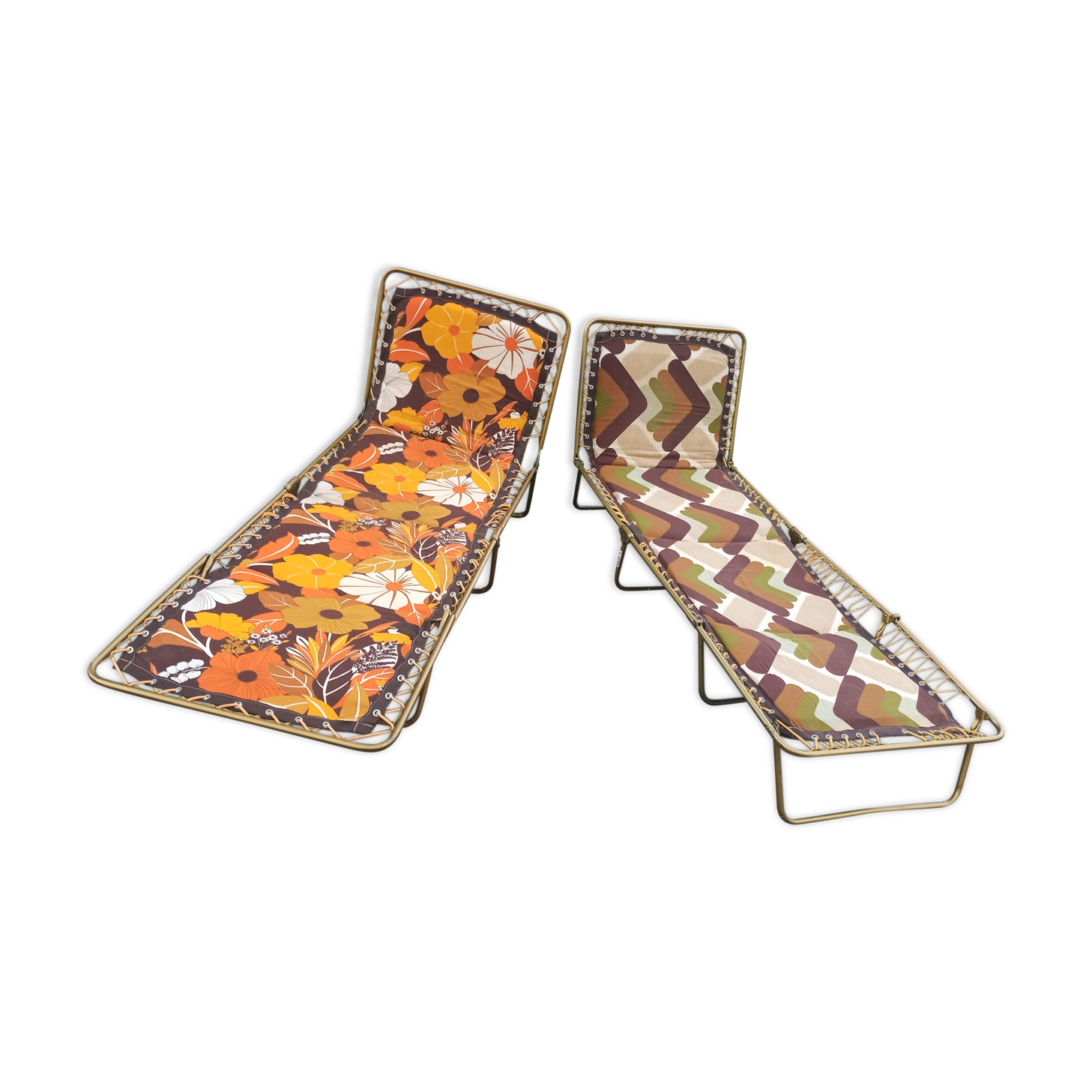 Set 2 sunbathes Lafuma vintage folding sun loungers