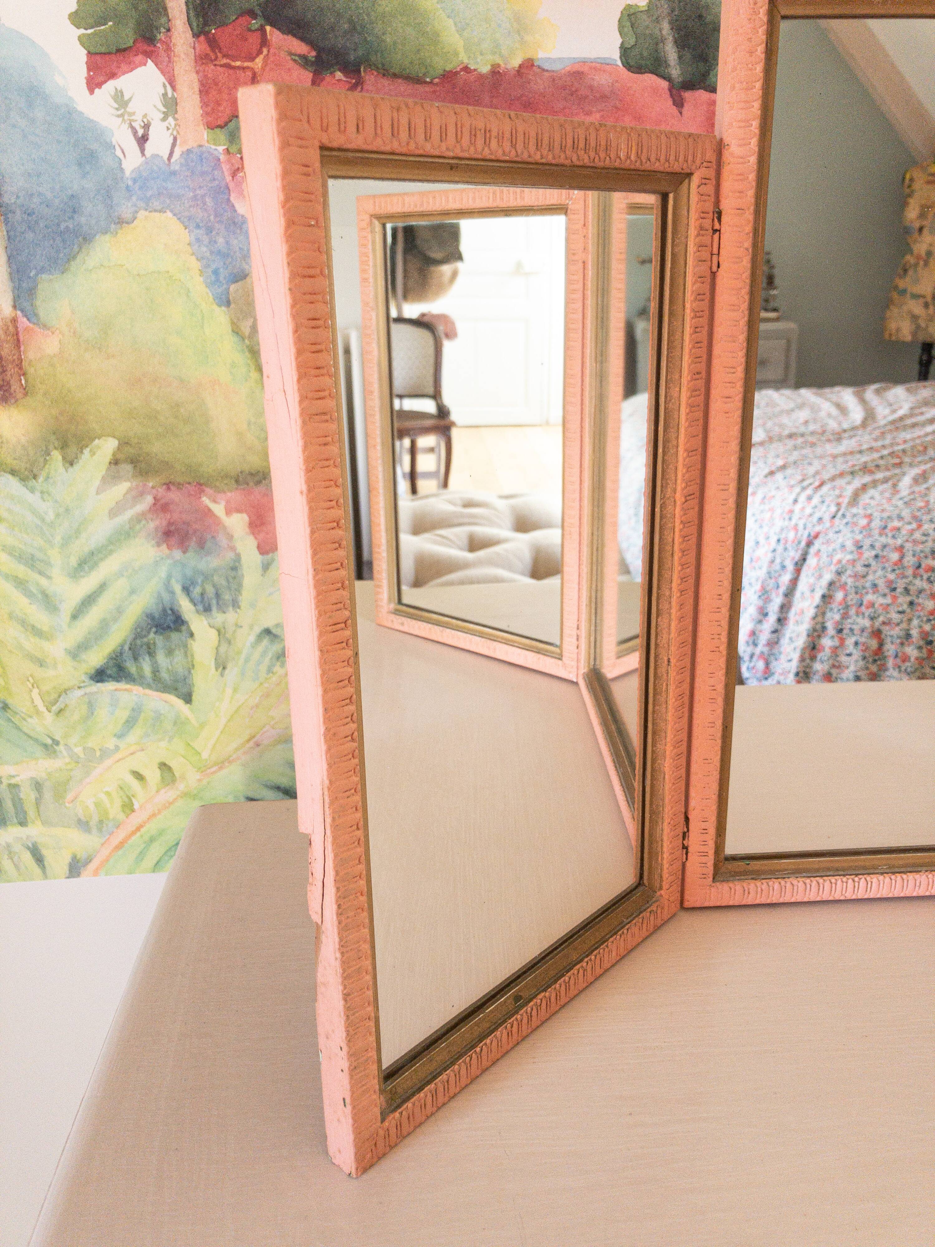 Miroir ancien triptyque 76x45cm