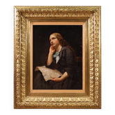 Grand portrait de dame peint au XIXe siècle