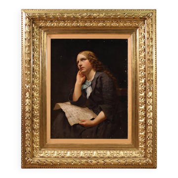 Grand portrait de dame peint au XIXe siècle