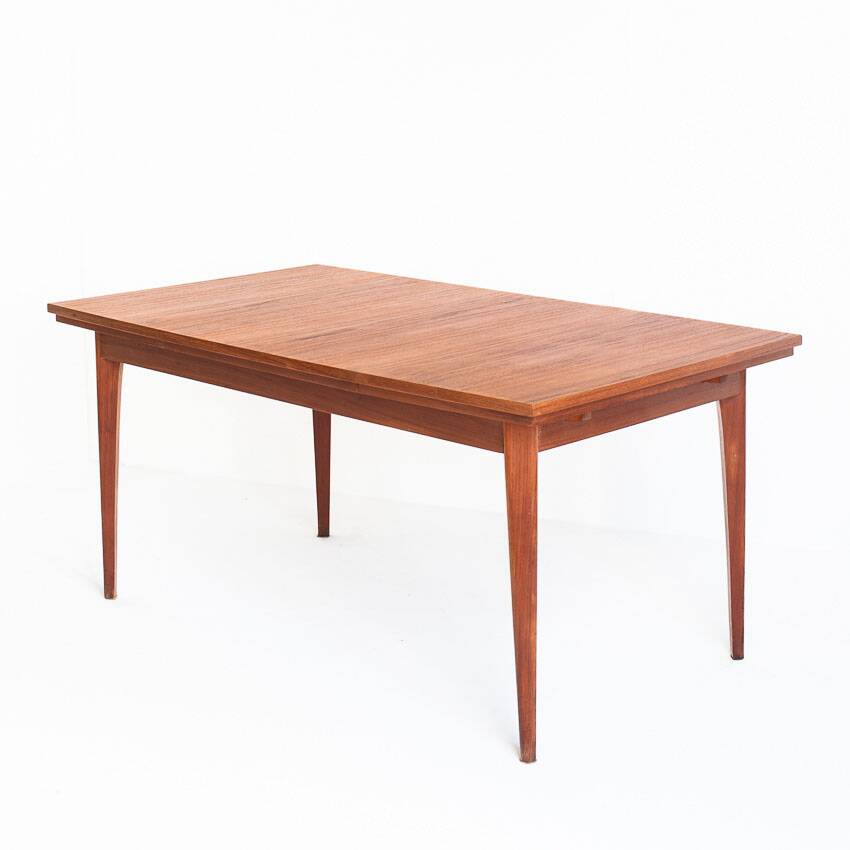 Dining table with two teak extensions. Scandinavian style. Vintage. France 1960s.