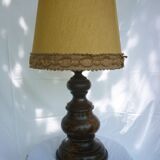 Vintage turned wood lamp 70s
