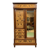 Armoire art nouveau début XXème en pitch et pin et loupe d'érable moucheté
