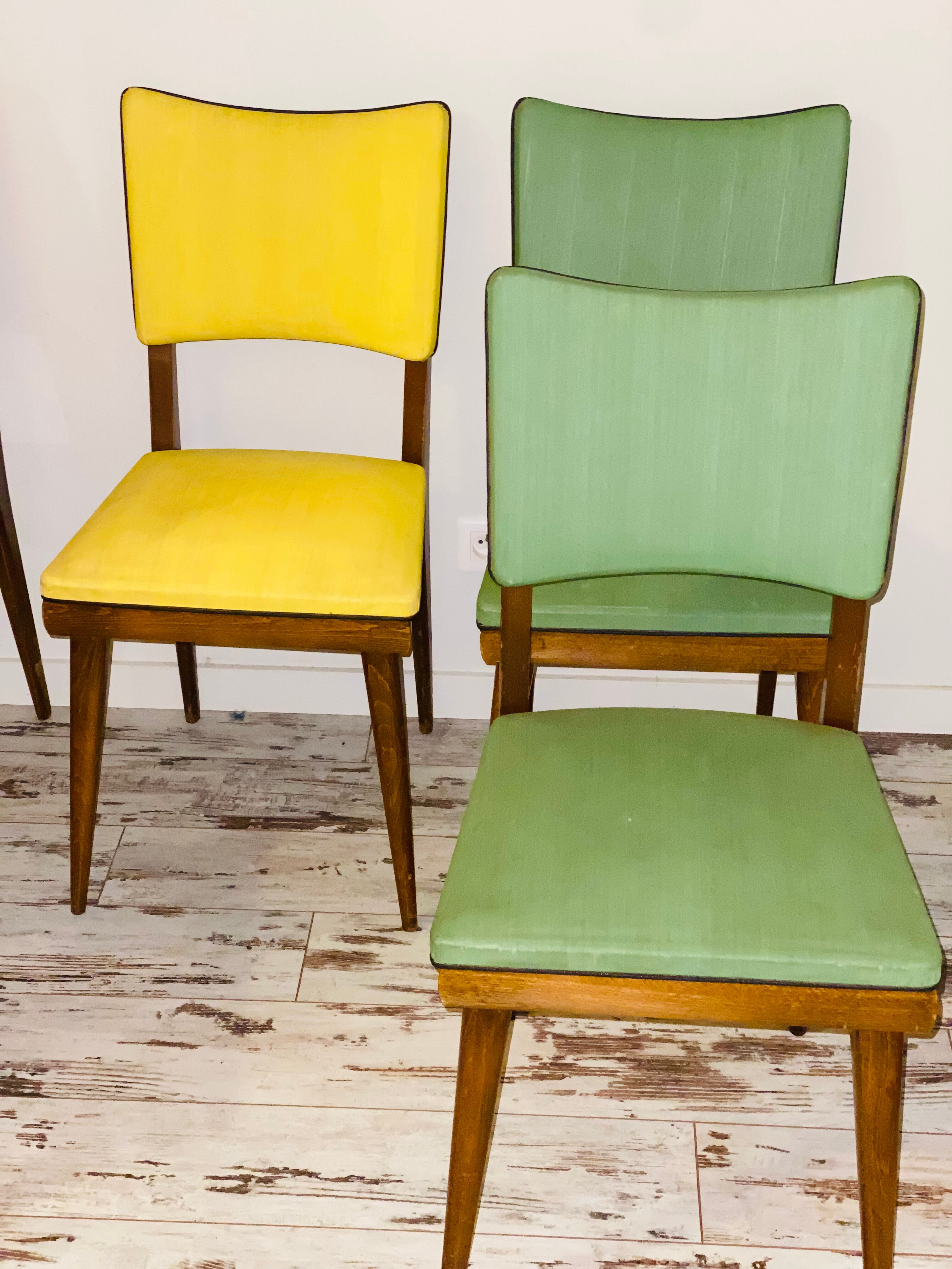 Suite of 5 vintage chair 50s