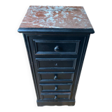 Wooden chest of drawers with red marble top