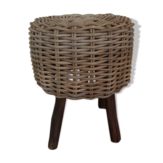 Ottoman wicker wooden feet