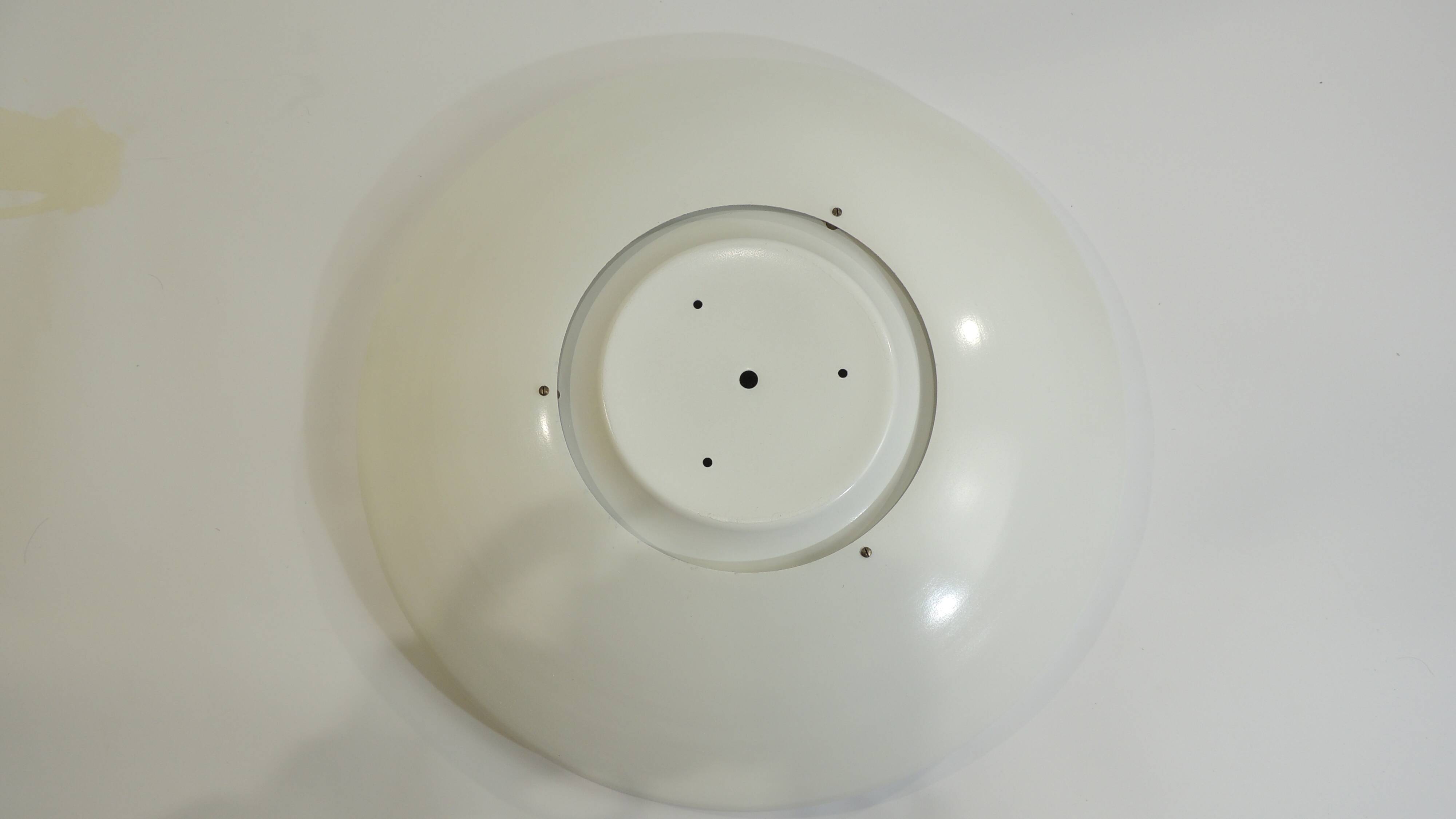 Large vintage ceiling light in opaline glass and brass – Arne Jacobsen style