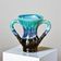 Vase amphore ancien en grès émaillé flammé turquoise
