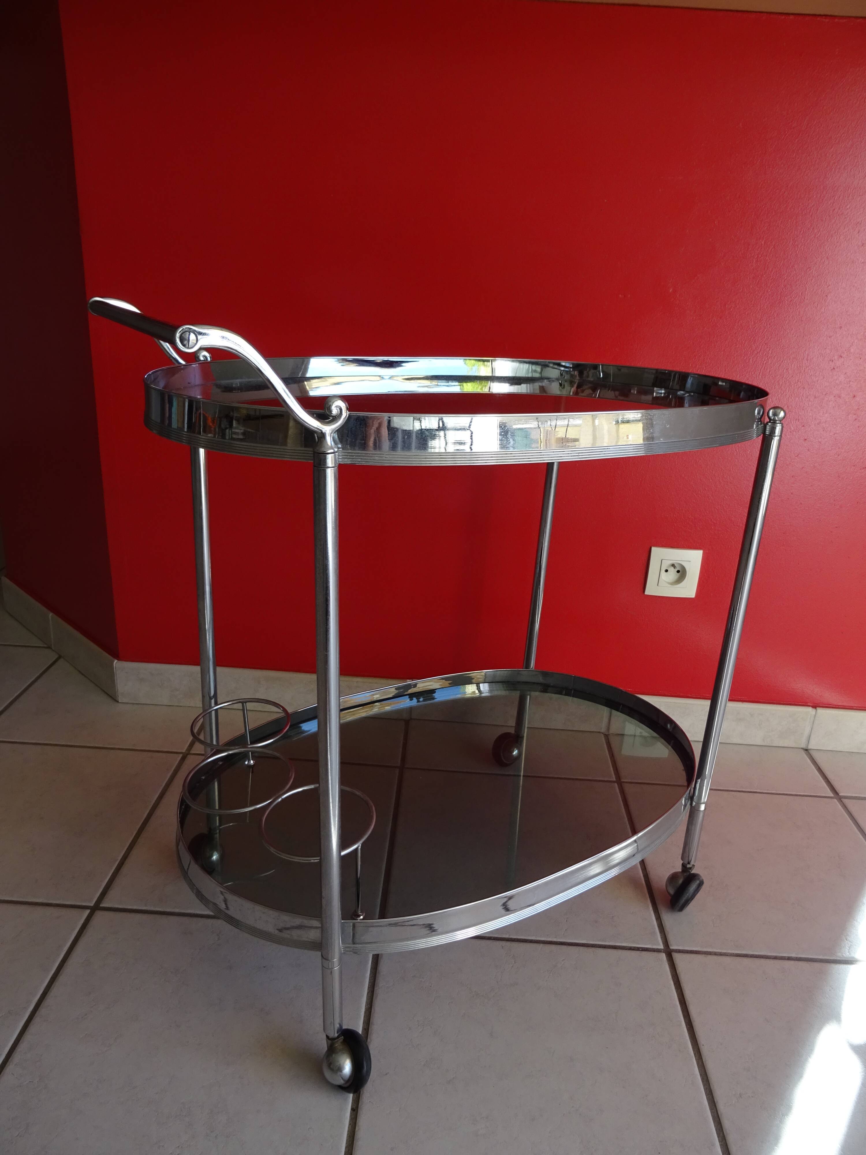 70s design chrome bar trolley