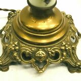 Pied de lampe en bronze et porcelaine XX siècle