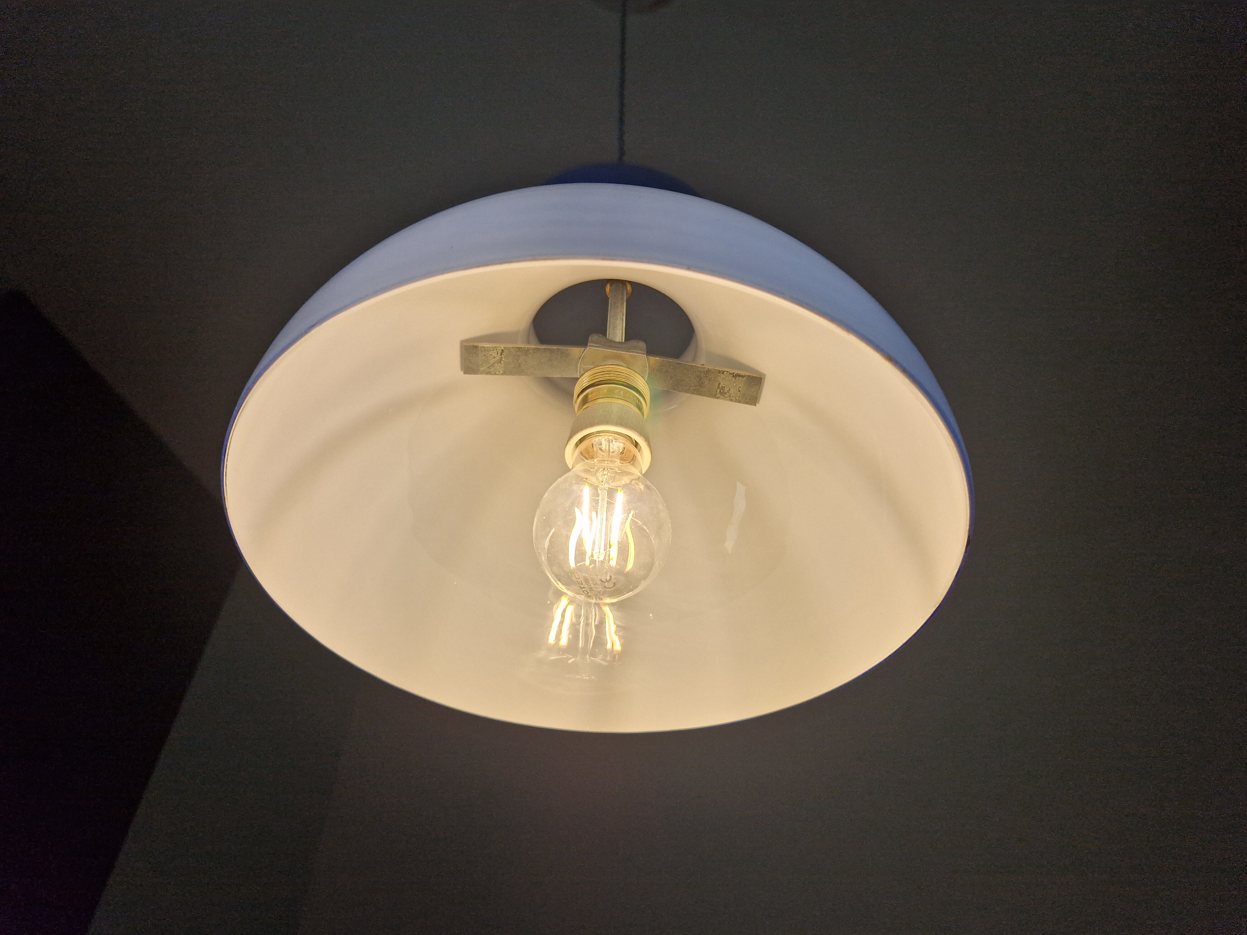 Vintage blue opaline pendant lamp