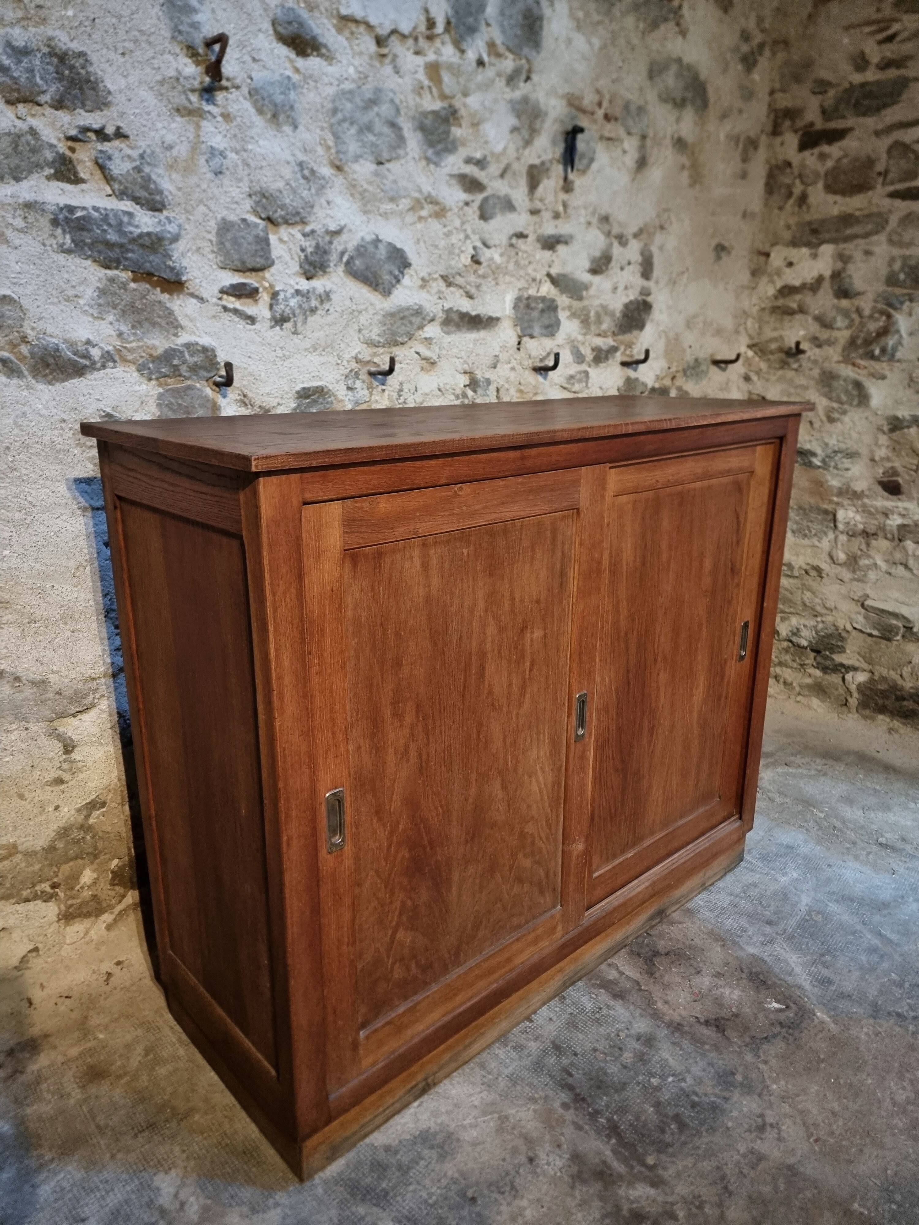 Oak sliding door wardrobe, 1920s